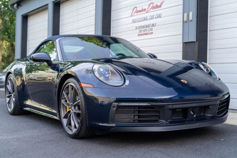 2020 Porsche 911 Carrera S Cabriolet Night Blue Metallic Silver Wheels Pccbs Navy Top Xpel Paint Protection Film Ppf Ceramic Coating 04