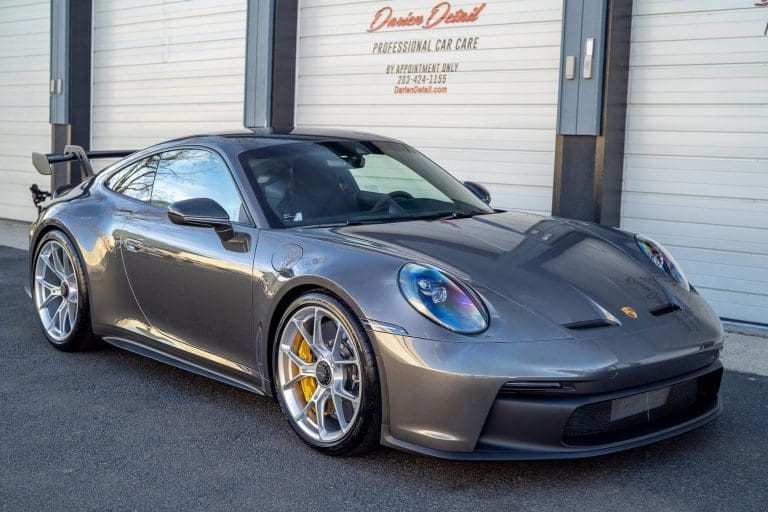 2021 Porsche 911 Gt3 992.1 Agate Grey Metallic Silver Wheels Pccbs With Yellow Calipers Xpel Paint Protection Film Ppf Ceramic Coating 01