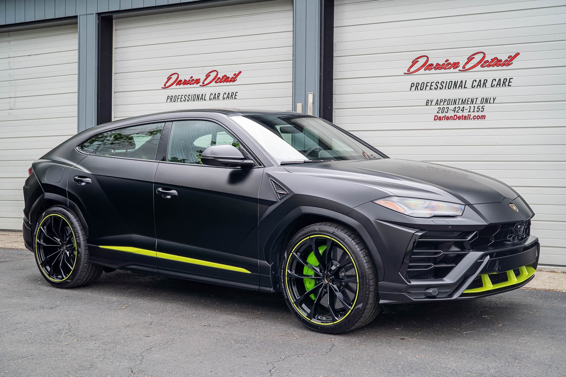 2021 Lamborghini Urus Matte Black Lime Green Accents And Calipers Xpel Stealth Paint Protection Film Ppf Ceramic Coating 02